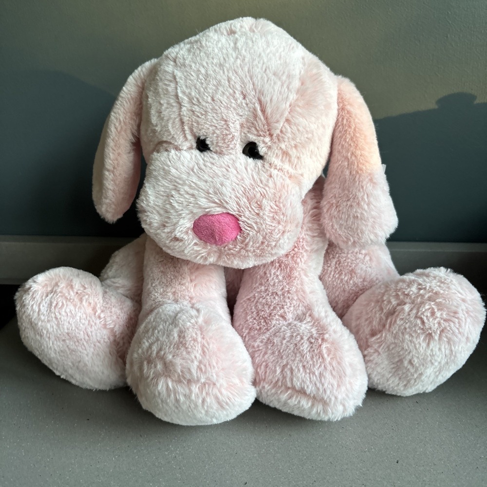 2021 Animal Adventure Pink Puppy Dog Pink Nose Plush 12" Sitting Target Soft